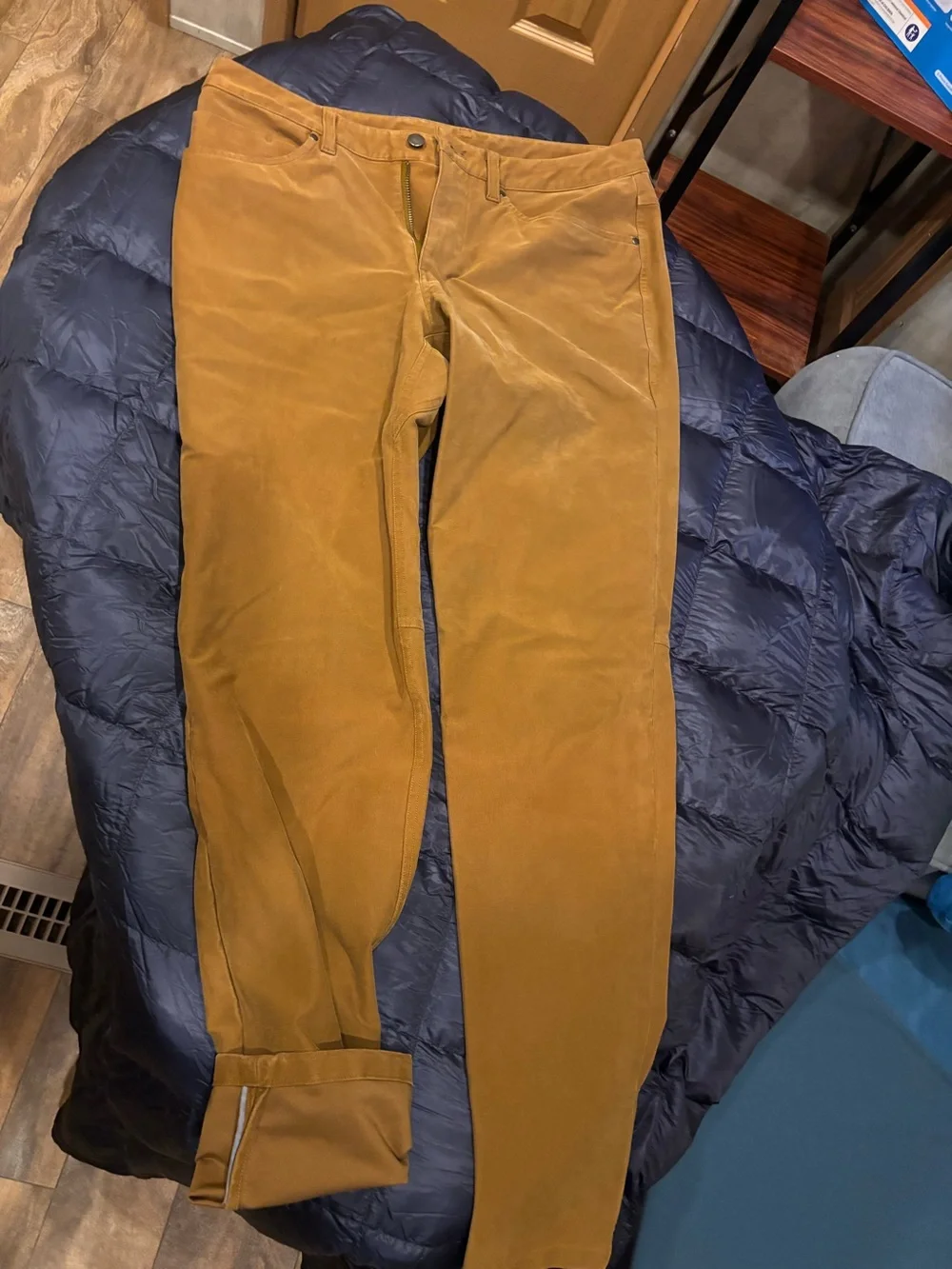 Lululemon Men's Slim Chino Pants in Mustard Brown - Classic Everyday Style